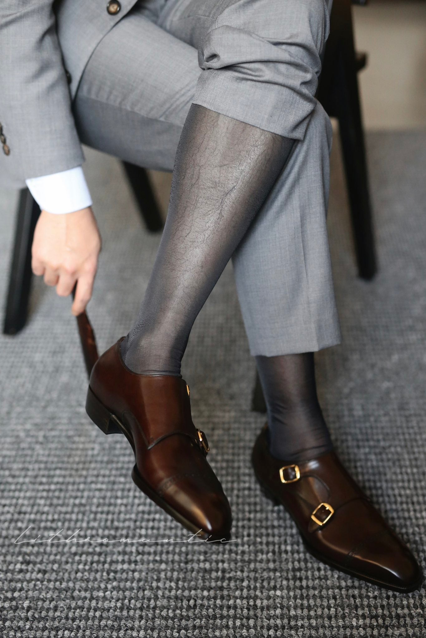 Silver Grey Sheer Socks Men | Silky Gloss Finish