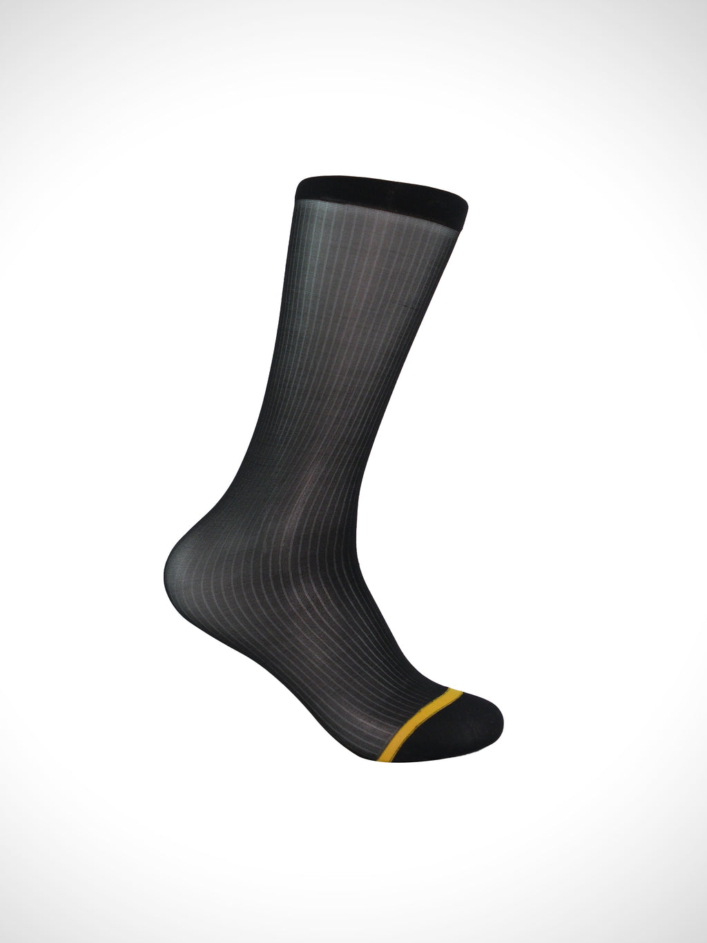 Gold Reinforced Toe Sheer Striped Men’s Nylon Socks – Breathable Silky Fit