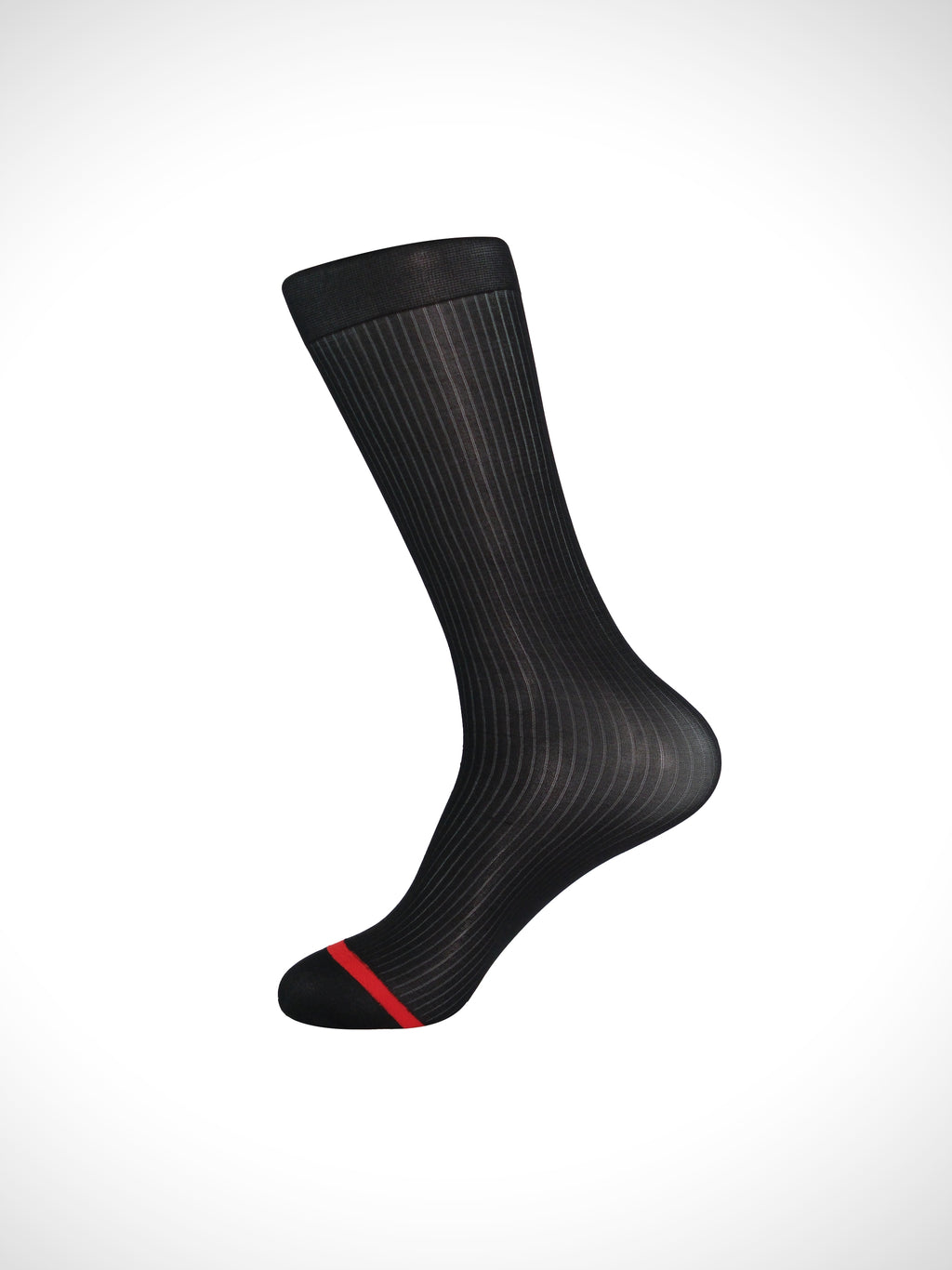 Red Reinforced Toe Sheer Striped Men’s Nylon Socks – Breathable Silky Fit