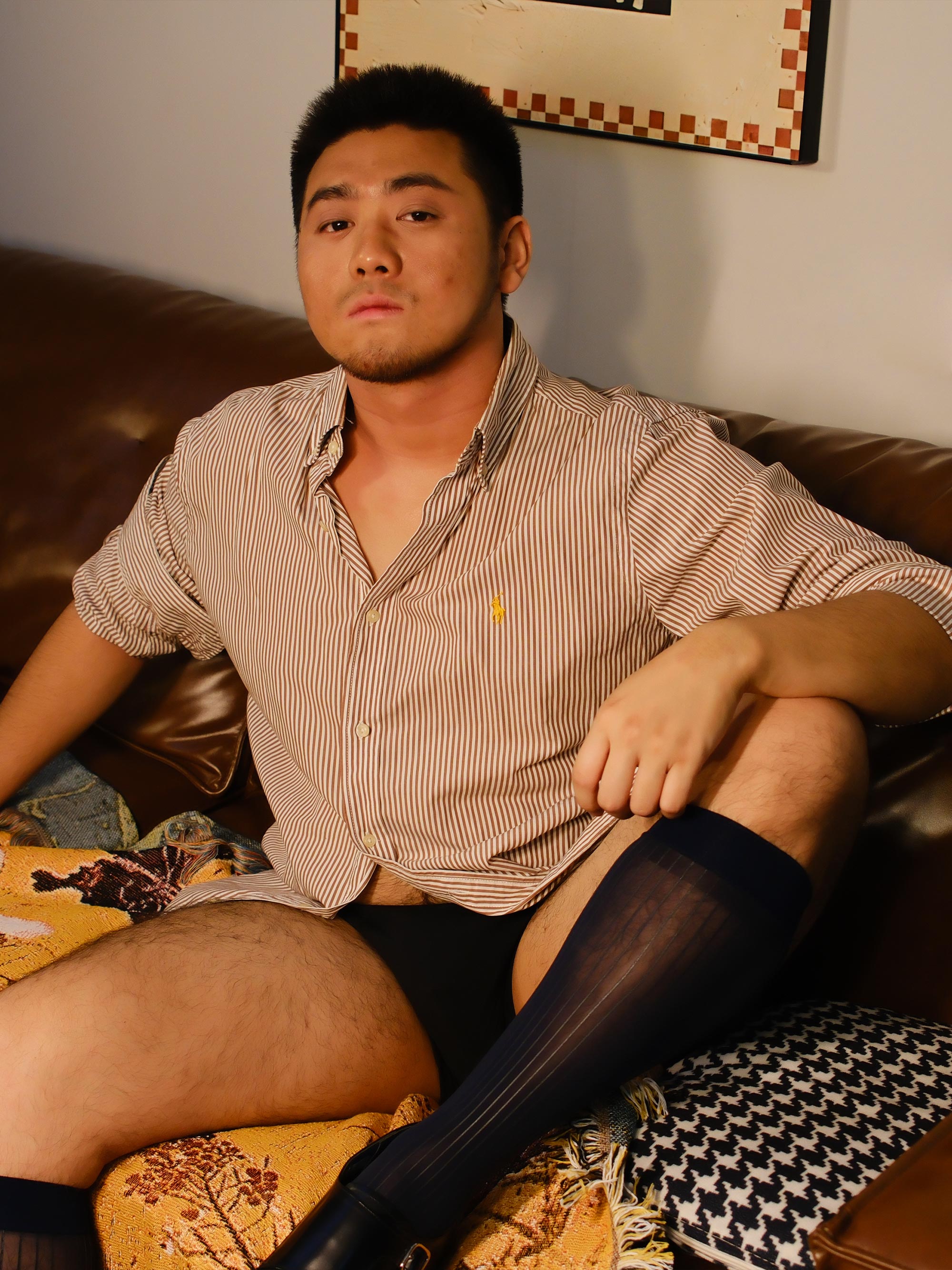 Star-Stripe Fusion Sheer Men’s Socks – Unique Pattern with Multi-Layer Sensation