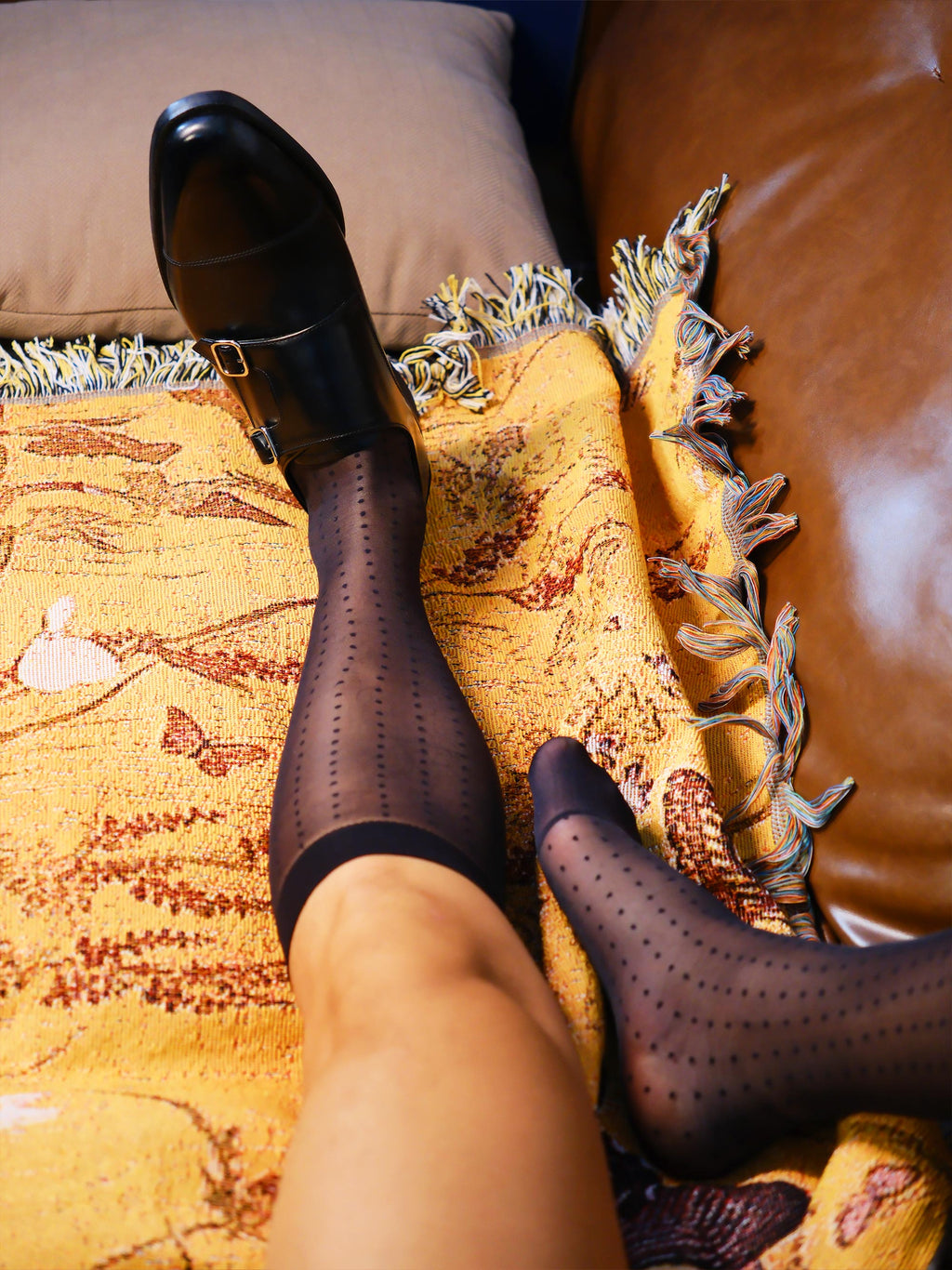 Polka Dot Inspired Sheer Men’s Socks – Artistic Pattern with Misty Texture