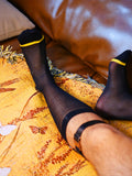 Gold Reinforced Toe Sheer Striped Men’s Nylon Socks – Breathable Silky Fit - SHÉR
