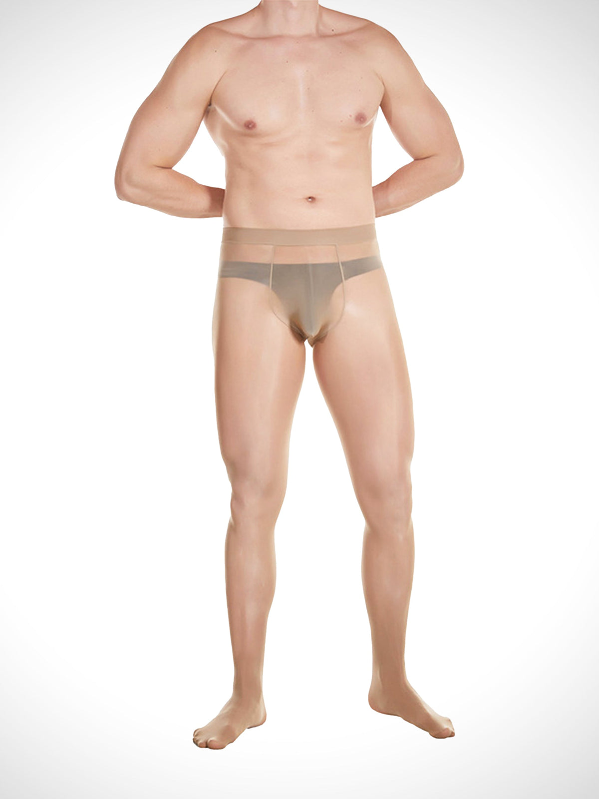 Invisible Skin™ High-Waist T-Crotch Men’s Pantyhose – 1D Matte Nude Tights - SHÉR