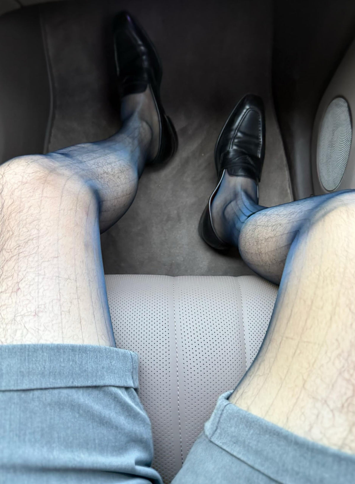 Lustre Line Open-Crotch Striped Men’s Tights – Silky High-Shine Second-Skin Fit - SHÉR