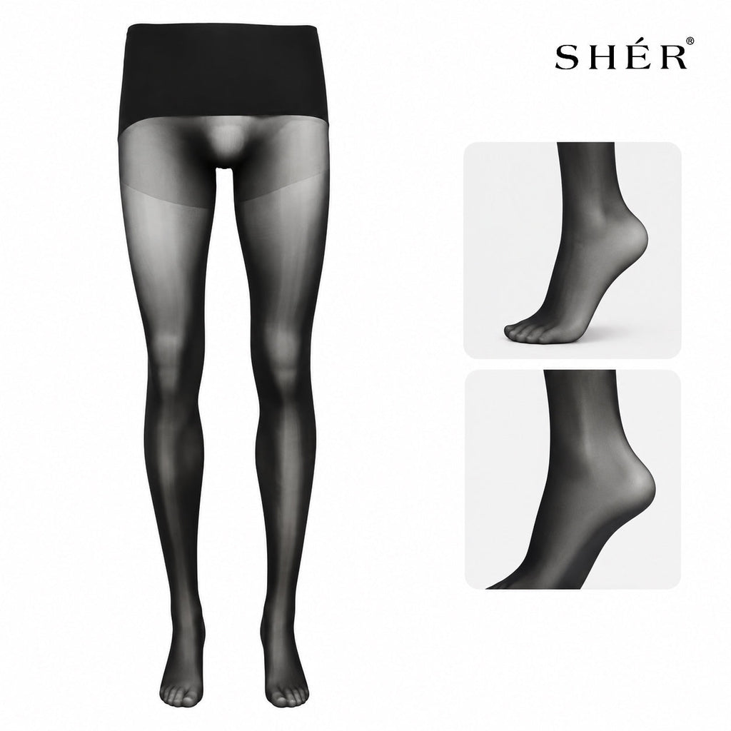Obsidian Skin 3D Seamless Men's Pantyhose – Ultra Sheer 600-Needle Gloss Edition - SHÉR