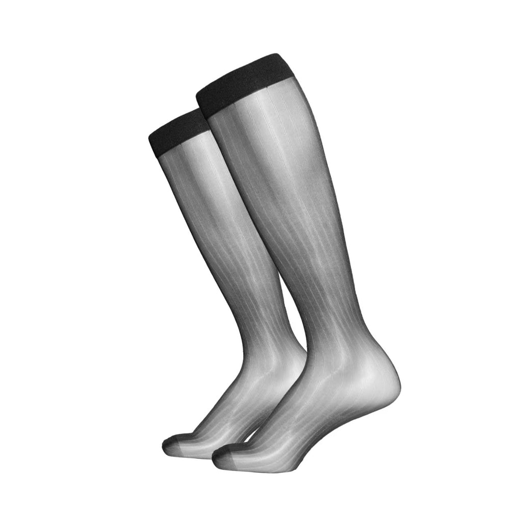 Prism Stripe 1D Ultra Sheer Men’s Knee-High Socks – Silk-Blend High-Shine Finish - SHÉR