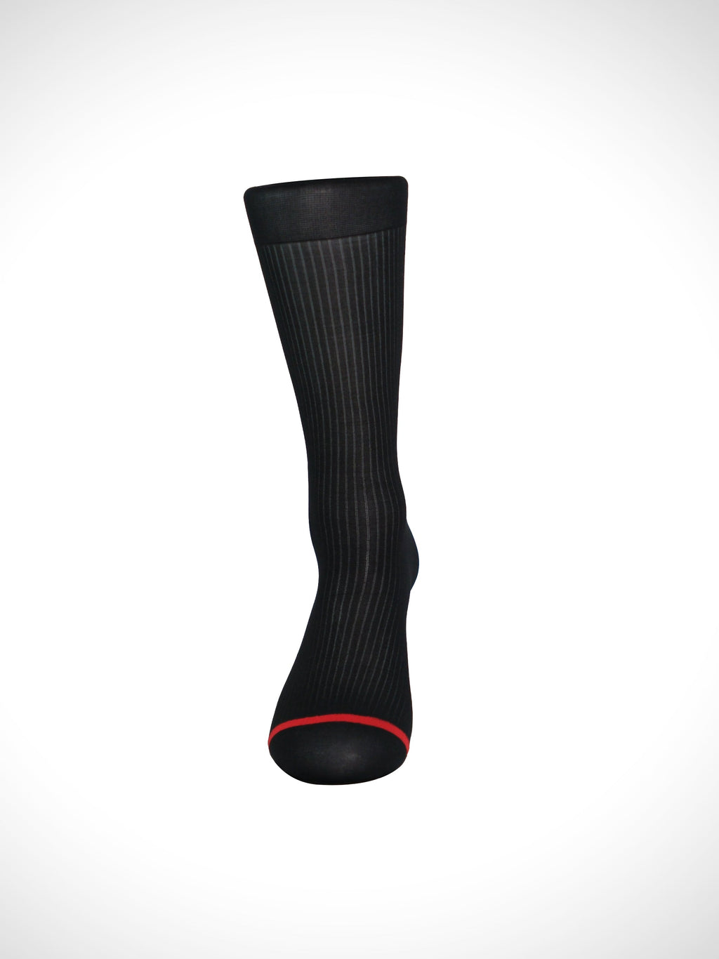 Red Reinforced Toe Sheer Striped Men’s Nylon Socks – Breathable Silky Fit - SHÉR