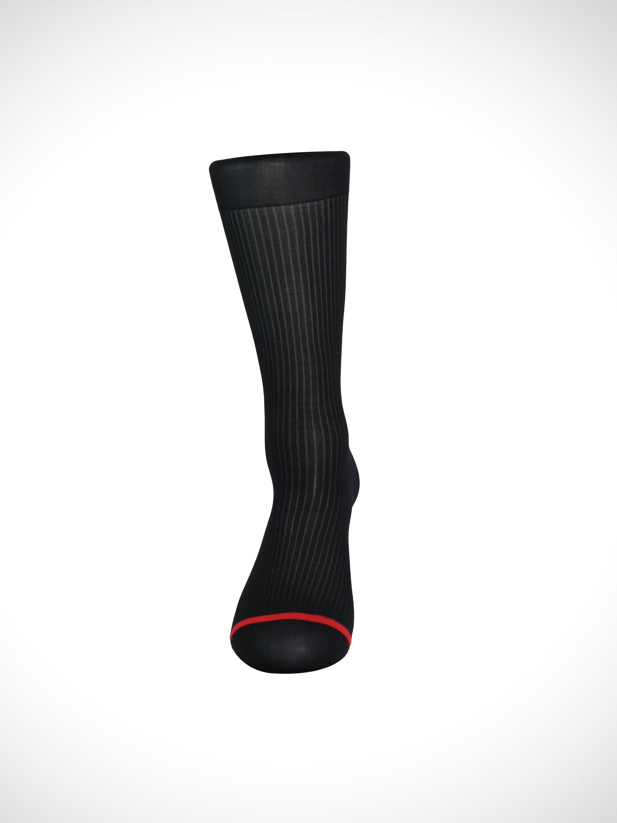 Red Reinforced Toe Sheer Striped Men’s Nylon Socks – Breathable Silky Fit - SHÉR